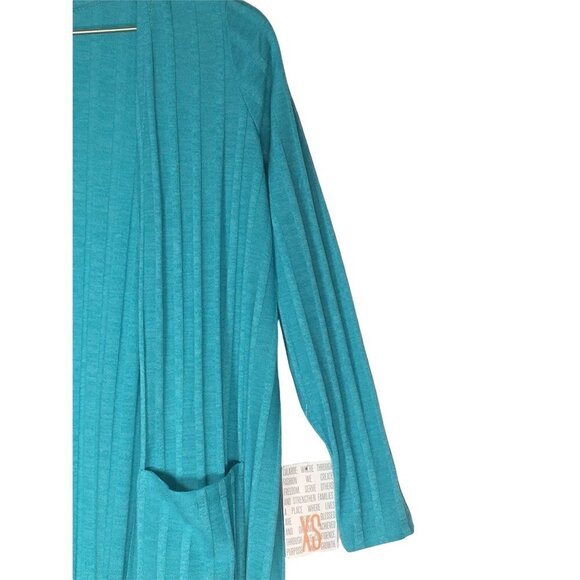 nwt LuLaRoe XS Small Sarah Cardigan Blue Long Sleeve Mid Calf Pockets Sw… - Picture 2 of 6